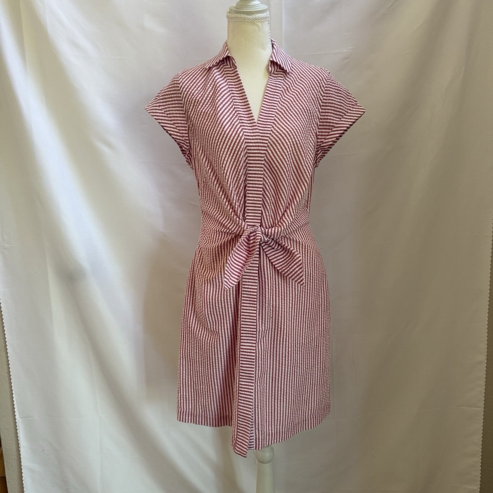Vineyard Vines Pink and White Striped Strapless Tie-Front Dress - Picture 2 of 14